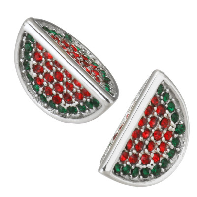 Melon bead with rhinestones made of surgical steel