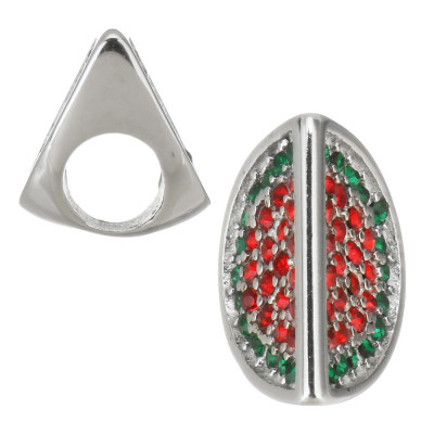 Melon bead with rhinestones made of surgical steel