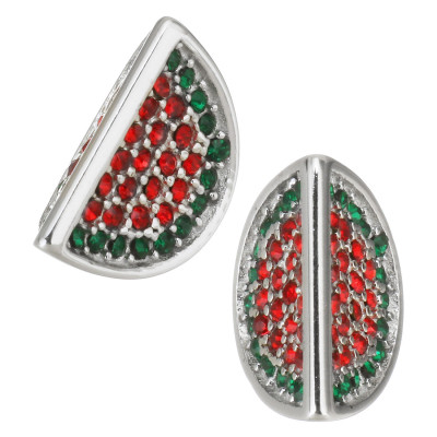 Melon bead with rhinestones made of surgical steel