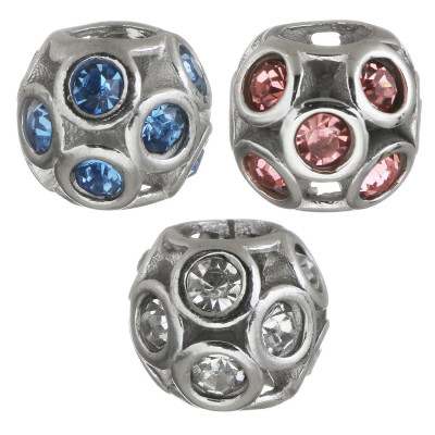 Bead with rhinestones offer of three surgical steel variants