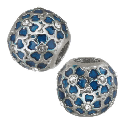 Bead with flowers of surgical steel three color variants