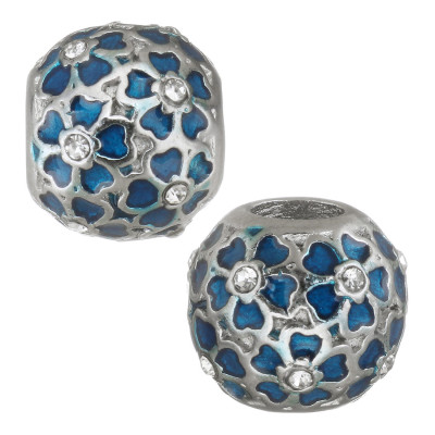 Bead with flowers of surgical steel three color variants