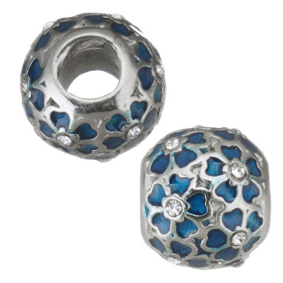 Bead with flowers of surgical steel three color variants