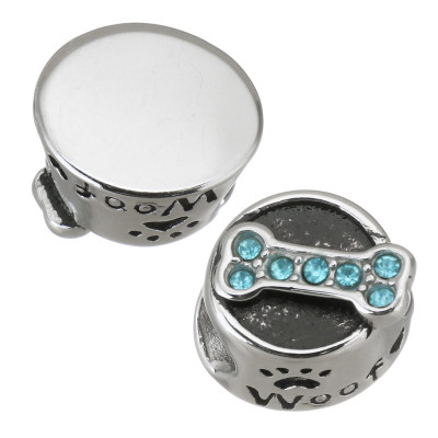 Bead bowl with dice and Woof sign made of surgical steel