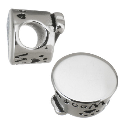 Bead bowl with dice and Woof sign made of surgical steel