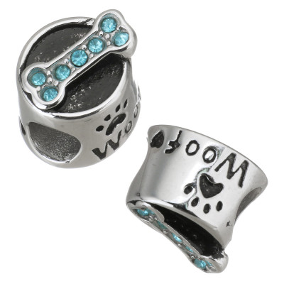 Bead bowl with dice and Woof sign made of surgical steel