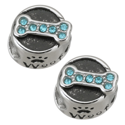 Bead bowl with dice and Woof sign made of surgical steel