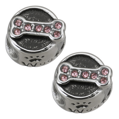 Bead bowl with dice and Woof sign made of surgical steel