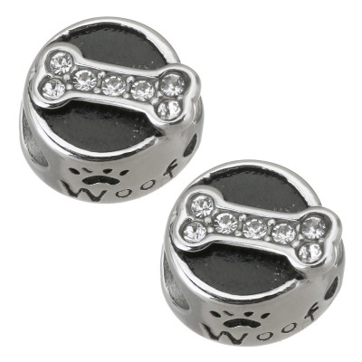 Bead bowl with dice and Woof sign made of surgical steel