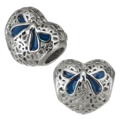 Heart with red bow from surgical steel