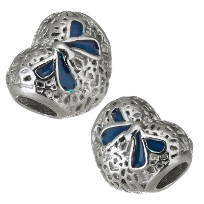 Heart with red bow from surgical steel