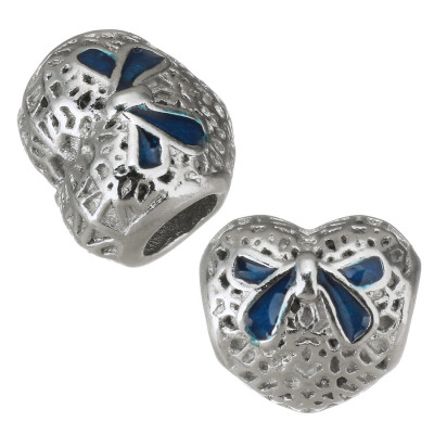 Heart with red bow from surgical steel