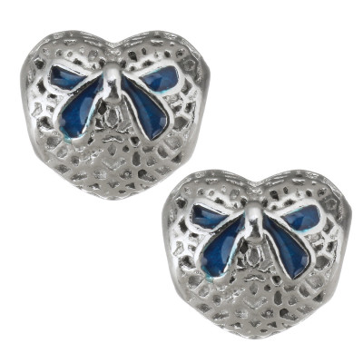 Heart with red bow from surgical steel