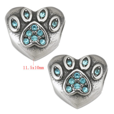 Heart bead with paw of surgical steel