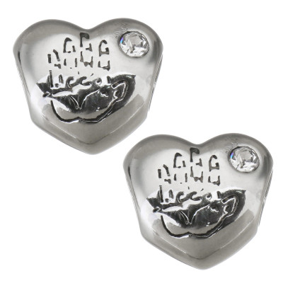 Heart bead with palm print and surgical steel chaton