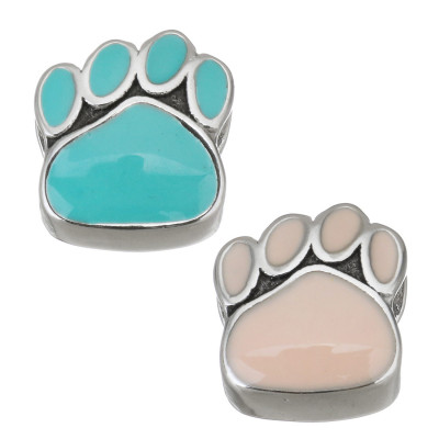 Korálek tlapka s TYRKYSOVÝM nebo RŮŽOVÝM emailem chirurgická ocel