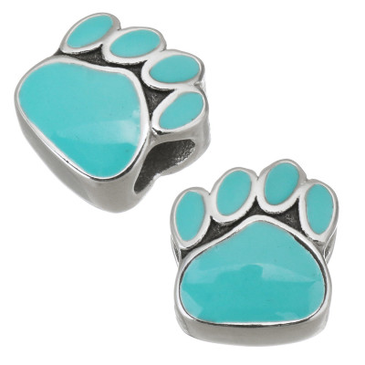 Bead paw with turquoise enamel surgical steel