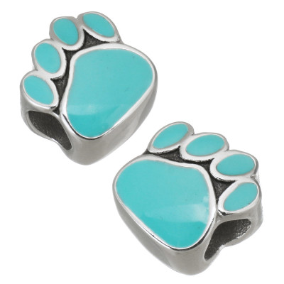 Korálek tlapka s TYRKYSOVÝM nebo RŮŽOVÝM emailem chirurgická ocel