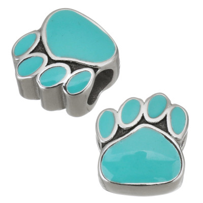 Bead paw with turquoise enamel surgical steel