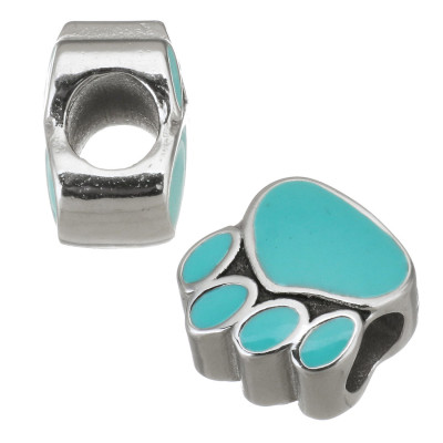 Korálek tlapka s TYRKYSOVÝM nebo RŮŽOVÝM emailem chirurgická ocel