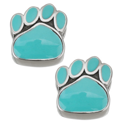 Bead paw with turquoise enamel surgical steel