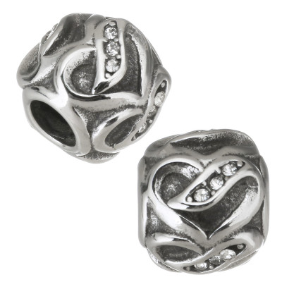 Bead with Crystal surgical steel chatons