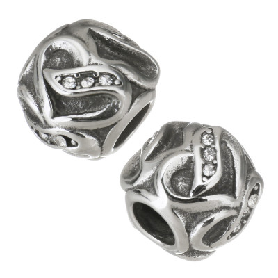 Bead with Crystal surgical steel chatons