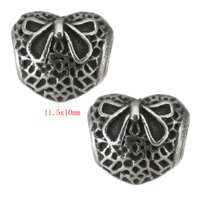 Heart with red bow from surgical steel