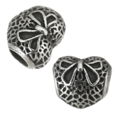 Heart with red bow from surgical steel