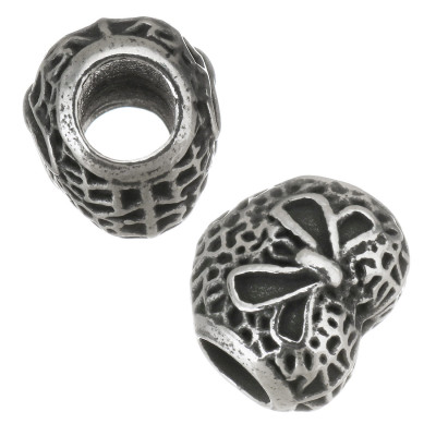 Heart with red bow from surgical steel