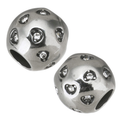 Bead with hearts and chatons from surgical steel