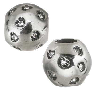 Bead with hearts and chatons from surgical steel