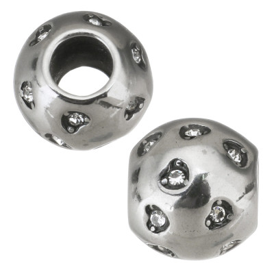 Bead with hearts and chatons from surgical steel