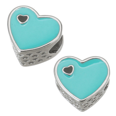 Heart with pink enamel and black enamel heart made of surgical steel