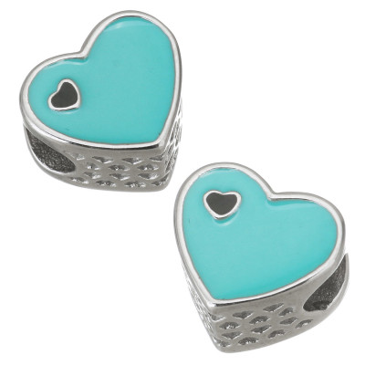 Heart with pink enamel and black enamel heart made of surgical steel