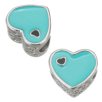 Heart with pink enamel and black enamel heart made of surgical steel