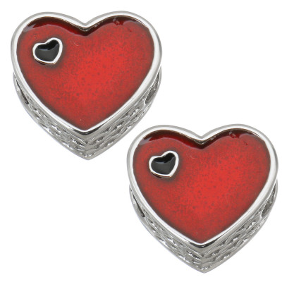 Heart with pink enamel and black enamel heart made of surgical steel