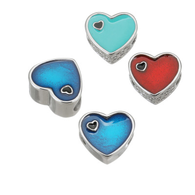 Heart with pink enamel and black enamel heart made of surgical steel