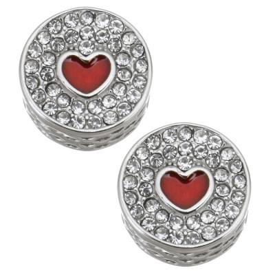 Bead with enamel heart made of surgical steel