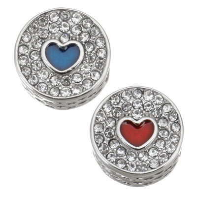 Bead with enamel heart made of surgical steel