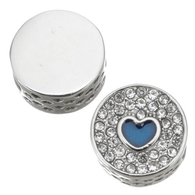 Bead with enamel heart made of surgical steel