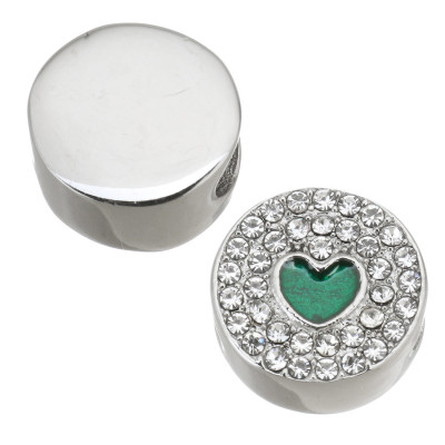 Bead with enamel heart made of surgical steel