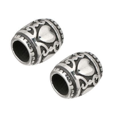 Bead with surgical steel hearts