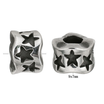 Bead decorated with stars made of surgical steel