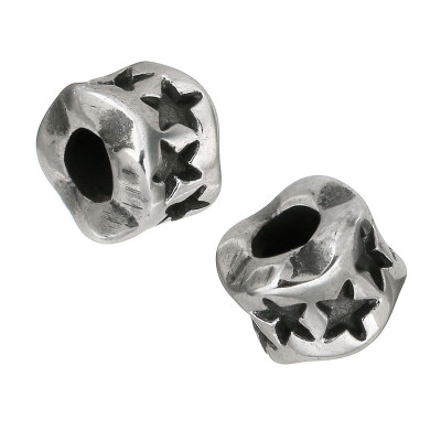 Bead decorated with stars made of surgical steel