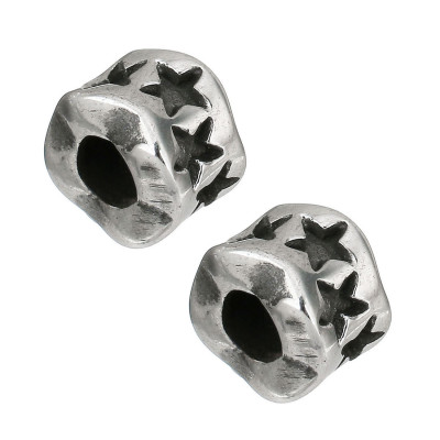 Bead decorated with stars made of surgical steel