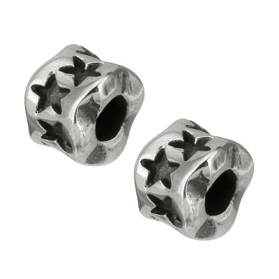 Bead decorated with stars made of surgical steel