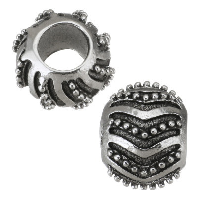 Large bead decorated with surgical steel wavy line
