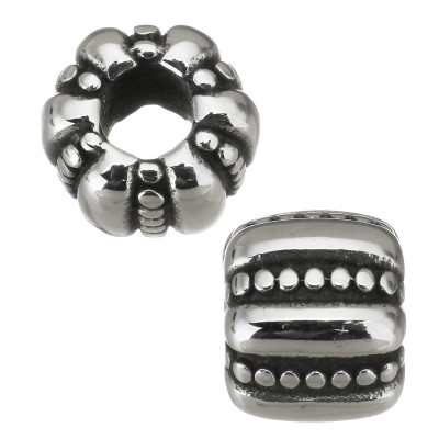 Large bead decorated with surgical steel strips