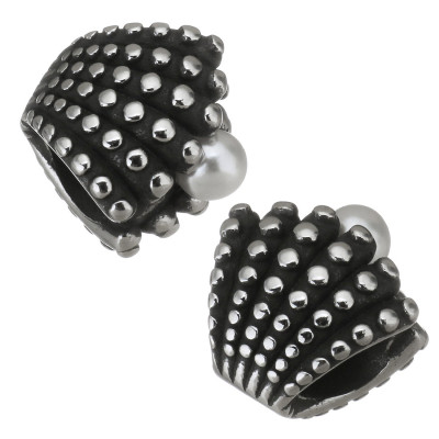 Bead seashell with pearl surgical steel